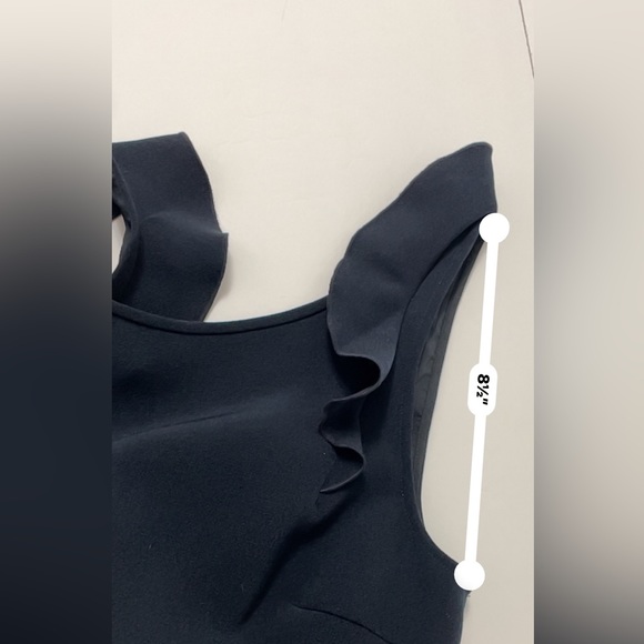 Club Monaco Women's  Blue Navy  Ruffled Sleeveless Lined Stretch Sz 4 - Picture 11 of 16